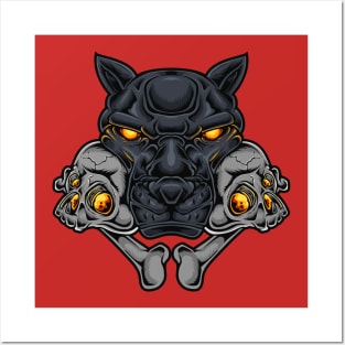 Panther Head Skull Posters and Art